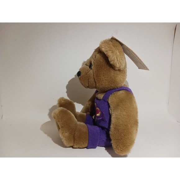 Hallmark Love and Kissing Bear Magnetic Nose Self Fastening Hands Purple Overall - Picture 4 of 10